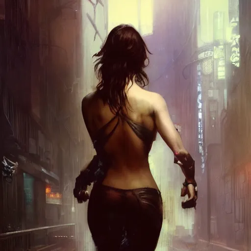 Image similar to alexandra daddario, hyperrealistic full figure, bladerunner street alley, art of elysium by frank frazetta and by jeremy mann and by alphonse mucha, fantasy art, photo realistic, dynamic lighting, artstation, full figure poster, volumetric lighting, very detailed face, 4 k, award winning