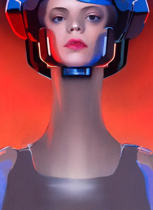 Image similar to ( ( symmetry ) ) closeup portrait of a ( cyborg ) vape girl, fashion mechanic jumpsuit with shiny shoulder pads, cinematic light, windy, red blue, ( ( volumetric smoke ) ), mist, by gerald brom, by mikhail vrubel, by peter elson, muted colors, extreme detail, trending on artstation, 8 k