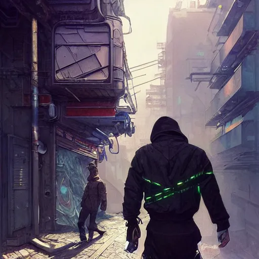 Prompt: A cyberpunk gopnik on the street of a Soviet slum on the moon, sci-fi, fantasy, intricate, very very beautiful, elegant, highly detailed, digital painting, artstation, concept art, smooth, sharp focus, illustration, art by artgerm and greg rutkowski and alphonse mucha