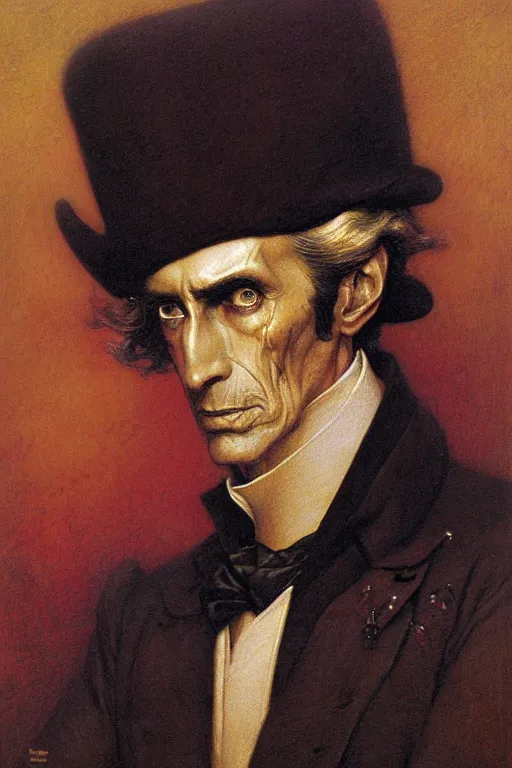 Image similar to a portrait of simon bolivar by wayne barlowe, gustav moreau, goward,  Gaston Bussiere and roberto ferri, santiago caruso, and austin osman spare, occult art