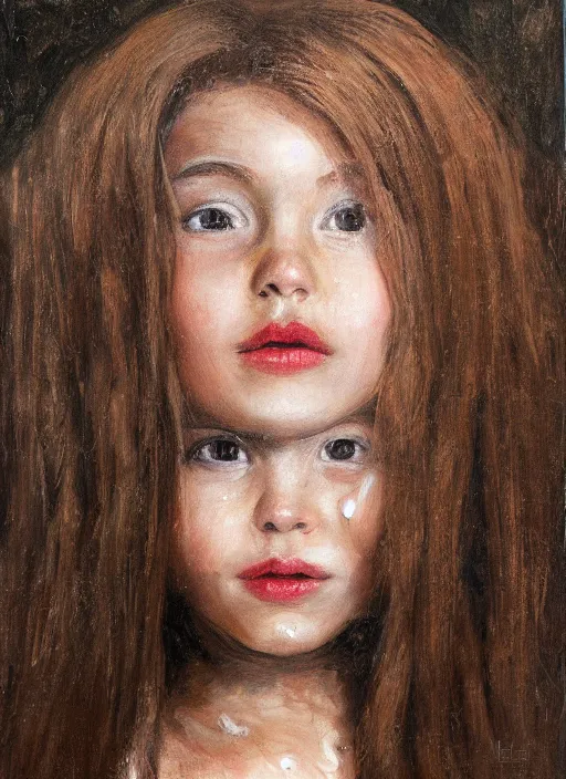 Image similar to portrait of a girl, honey dripping down her, hyper-realistic, high-tech