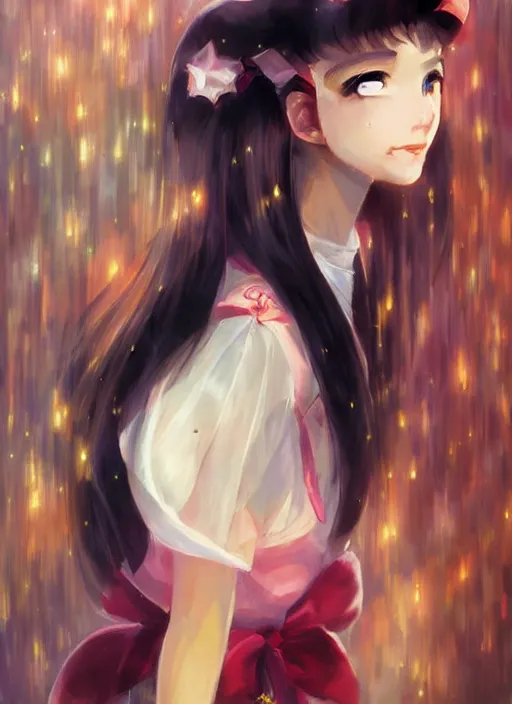 Image similar to by WLOP, By Sailor Moon, pretty face