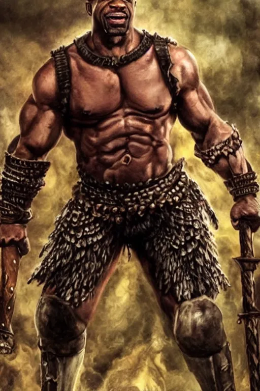 Image similar to Terry crews portrayed as a Dungeons and Dragons berserker