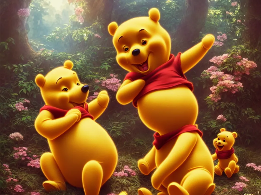 Prompt: winnie the pooh with chinese president xi jingping, cute and cuddly, highly detailed, photorealistic, octane render, 8 k, unreal engine. art by artgerm and greg rutkowski and alphonse mucha