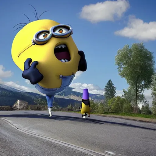 Image similar to minion blimp realistic photo