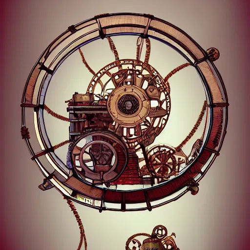 Image similar to a steampunk hamster engineer running inside a hamster wheel that looks like a cog connected to other cogs, highly detailed, photorealistic, artgerm, wlop, moebius, sharp focus, hd, 8 k, intricate