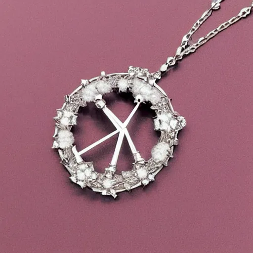 Image similar to a silver sagittarius constellation necklace pendant, 3 d rendering, style of pandora, style of tiffany, style of swarovski, style of van cleef & arpels, style of cartier, style of boucheron, style of bulgari, style of chaumet, elegant, noble, stylish