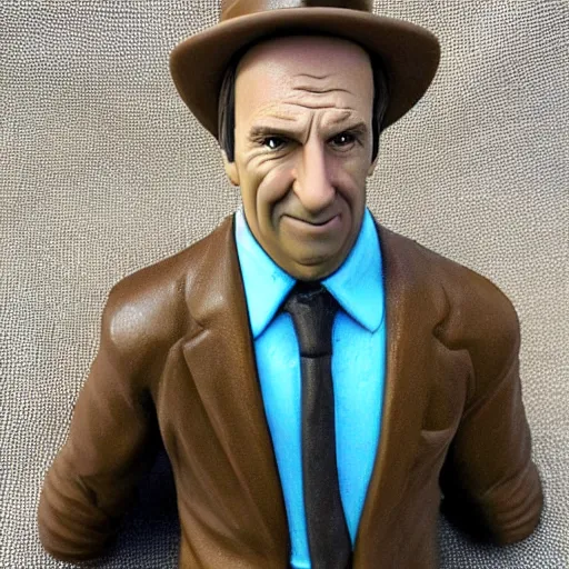 Prompt: Saul Goodman clay figurine