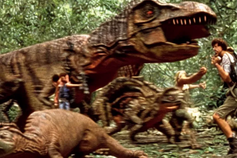 Prompt: a still of the movie jurassic park directed by stanley kubrick in 1 9 8 4