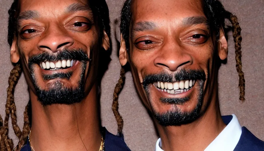 Snoop Dogg smiles sweetly, with big red eyes | Stable Diffusion | OpenArt