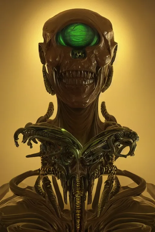 Prompt: realistic render portrait of a jade alien skull, intricate, dystopian toy, sci-fi, extremely detailed, digital painting, sculpted in zbrush, artstation, concept art, smooth, sharp focus, illustration, chiaroscuro lighting, golden ratio, incredible art by artgerm and greg rutkowski and alphonse mucha and simon stalenhag