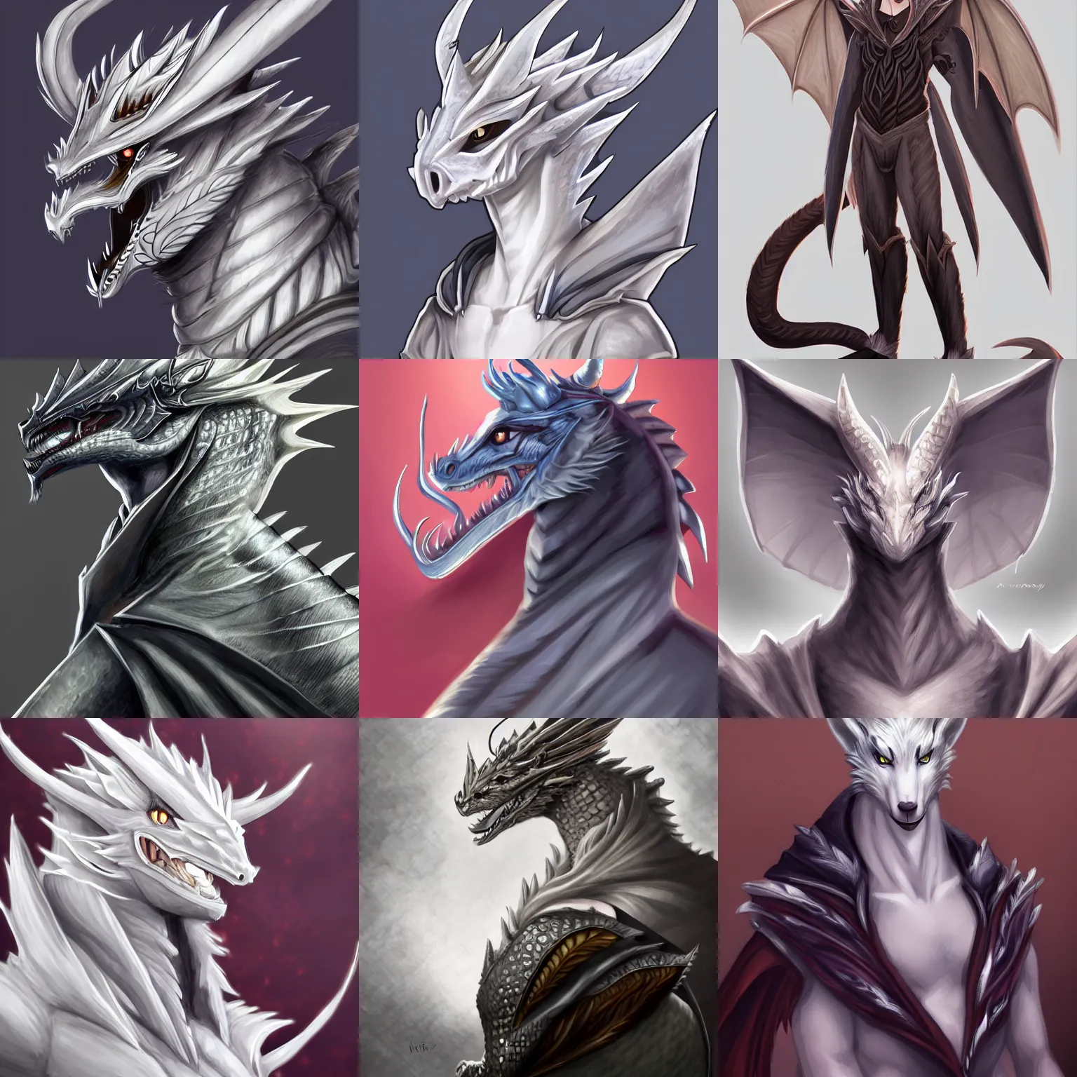 Image similar to very very beautiful half body side angle portrait of a handsome young anthropomorphic silver dragon, soft draconic features, cute eyes, wearing a luxurious silk cloak, commission on furaffinity, artstation, high quality digital art, warm colors