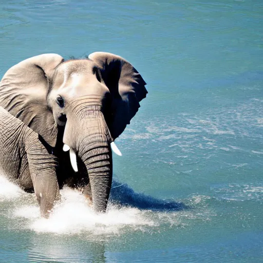 Image similar to nature photo of elephant taking a bath in the ocean