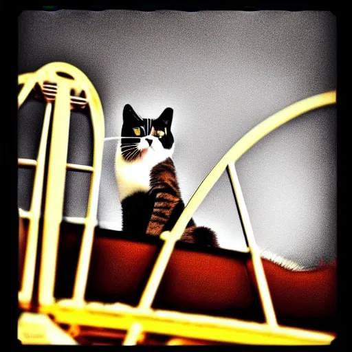Prompt: !!! cat!!!, ( ferris wheel ), feline, sitting, riding, award winning photo, nikon, realistic,