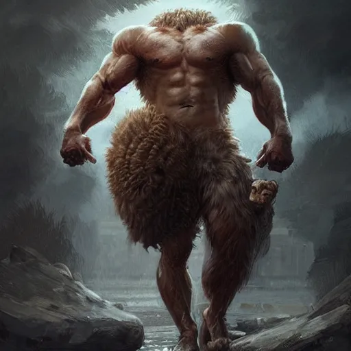 Image similar to a muscular half man half lion mutant creature,digital art,ultra realistic,ultra detailed,art by greg rutkowski,hyperdetailed,anthropomorphic,photorealistic,trendimg on artstation,deviantart