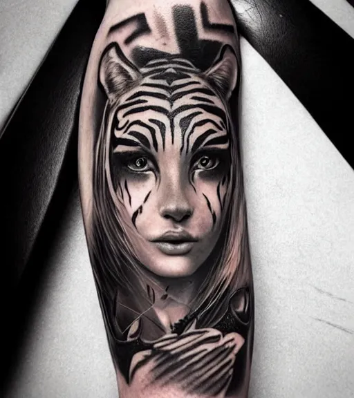 Graphic Tiger tattoo women at theYoucom