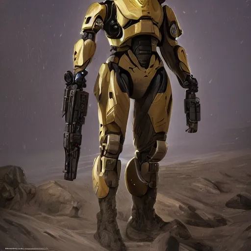 Prompt: a soldier in a heavy exo suit, au naturel, hyper detailed, digital art, trending in artstation, cinematic lighting, studio quality, smooth render, unreal engine 5 rendered, octane rendered, art style by klimt and nixeu and ian sprigger and wlop and krenz cushart