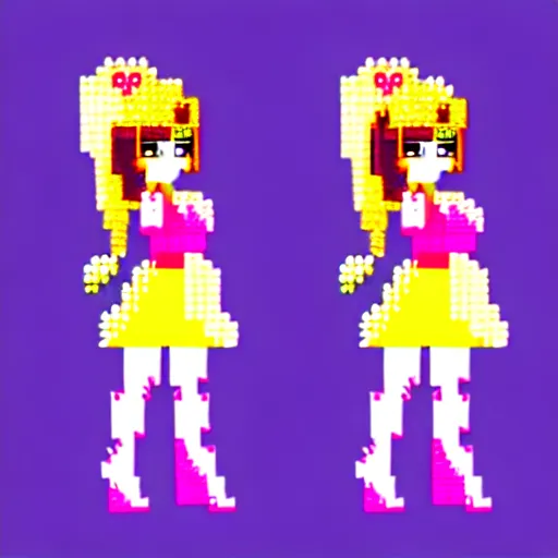 Prompt: spritsheet animation princess, pixel art