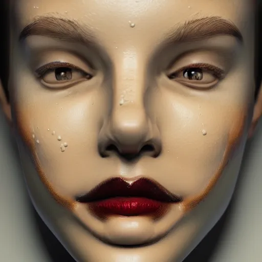 Prompt: 3 d liquid simulation with melting face, beautiful model face, beautiful latex body sculpture, kandinski, monet, picasso, artstation, octane render, unreal engine, luxury elegant art, art noveau