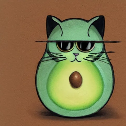 Image similar to studio photo of an avocado cat, a cat that looks like an avocado