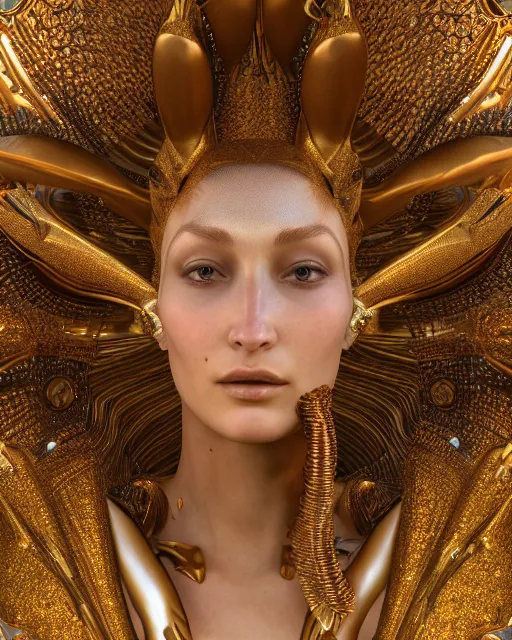 Prompt: a highly detailed metahuman 4 k close up render of an alien goddess bella hadid monument shakti in iris van herpen dress schiaparelli in diamonds crystals swarovski and jewelry iridescent in style of alphonse mucha gustav klimt trending on artstation made in unreal engine 4