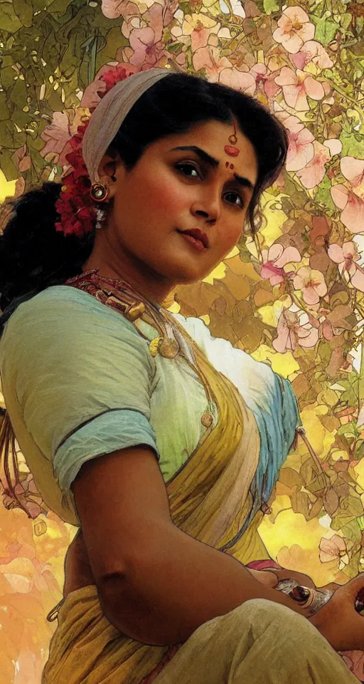 Image similar to close up a beautiful Indian doctor in Texas, sun shining, photo realistic illustration by greg rutkowski, thomas kindkade, alphonse mucha, loish, norman rockwell.