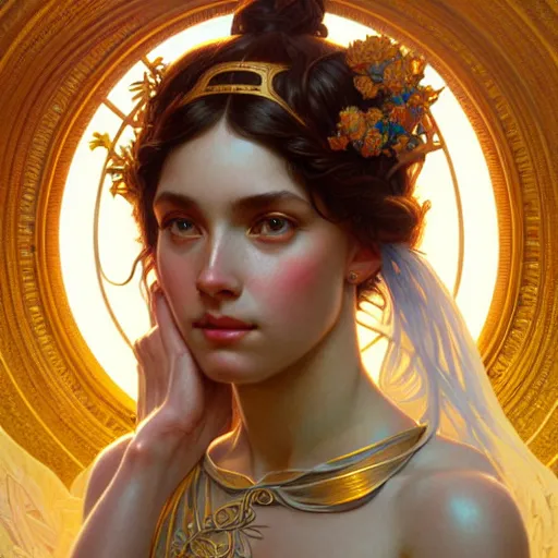 Image similar to perfectly-centered-Portrait of a Goddess, intricate, highly detailed, digital painting, artstation, concept art, smooth, sharp focus, illustration, Unreal Engine 5, 8K, art by artgerm and greg rutkowski and alphonse mucha