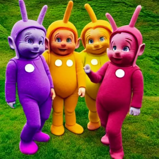 Image similar to The Teletubbies in an existential crisis