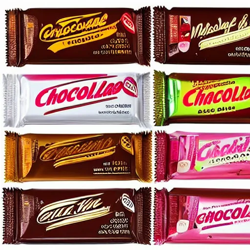 Image similar to chocolate candy bar packaging, 8 0 s style, very appealing, marketing photo