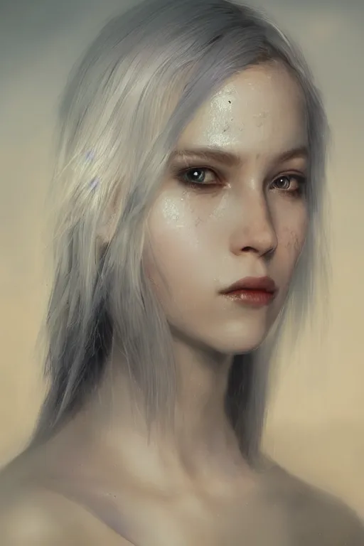Prompt: a fancy portrait of a beautiful young girl with silver hair and golden eyes by greg rutkowski, sung choi, mitchell mohrhauser, maciej kuciara, johnson ting, maxim verehin, peter konig, bloodborne, 8 k photorealistic, cinematic lighting, hd, high details, dramatic, dark atmosphere, trending on artstation
