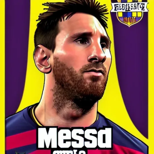 Prompt: Messi on the cover of GTA