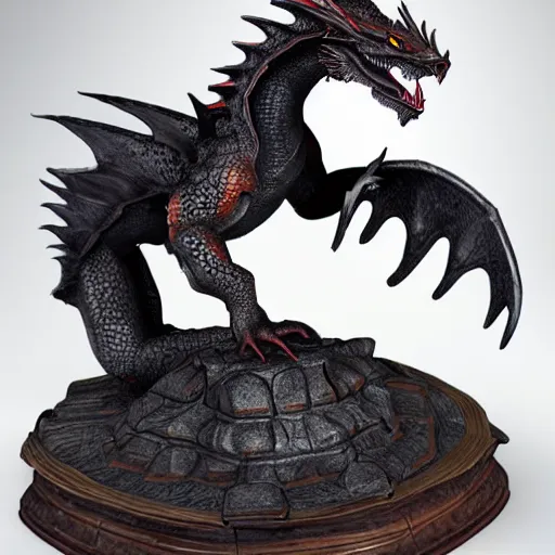 Prompt: a blackstone statue of a realistic dragon, drake, wyvern, dragon