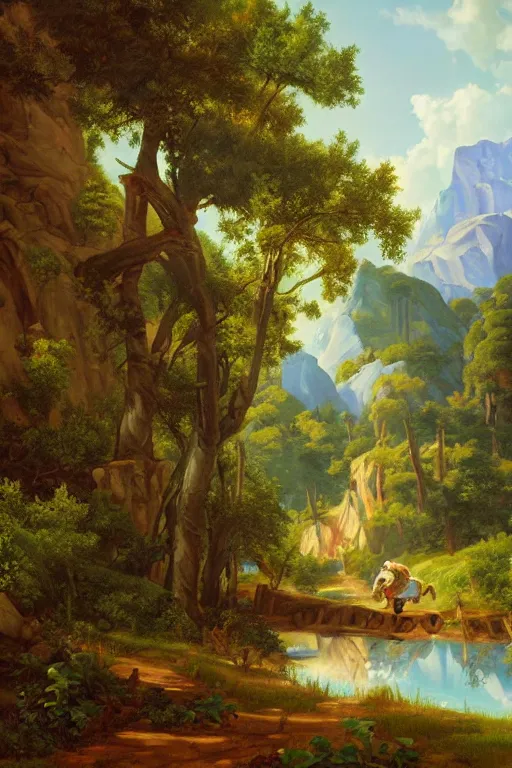 Image similar to asher brown durand oil painting on canvas hyrule legend of zelda