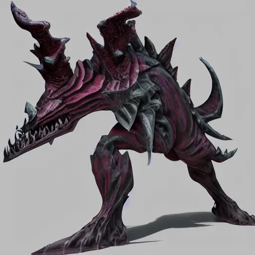 Image similar to post processing ambient occlusion 3 d render of aatrox on the battlefield