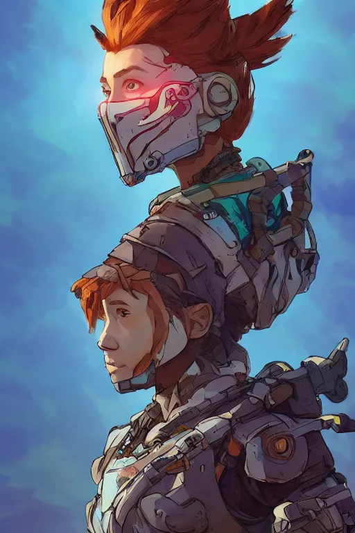 Image similar to combination suit armor aloy horizon forbidden west horizon zero dawn robot ninja mask helmet backpack tribal, art gta 5 comics, official fanart behance hd artstation by jesper ejsing, by rhads, makoto shinkai and lois van baarle, ilya kuvshinov, ossdraws radiating a glowing aura cgi rtx 2 0 2 2