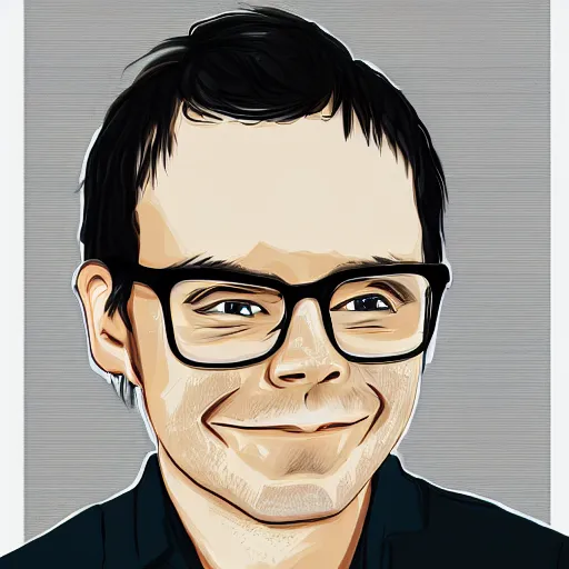 Prompt: Rivers Cuomo from Weezer, made by Sakimichan, digital art