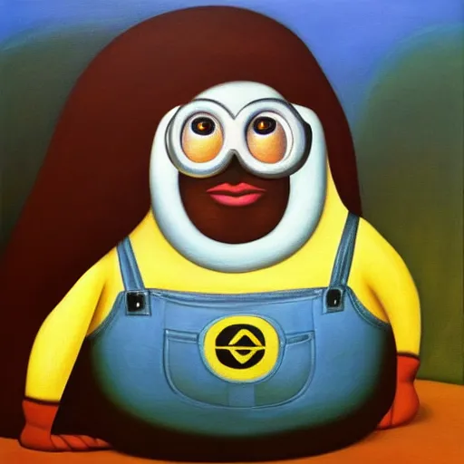 Prompt: a painting of a minion, fernando botero