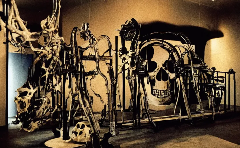 Image similar to photograph of a skull machine built by basquiat perfect composition masterpiece dramatic lighting