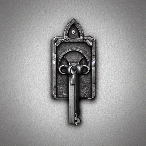 Prompt: a single highly detailed 3d opening key object, object is on the center of image, adventure game inventory item, on the solid white color background, trending on artstation