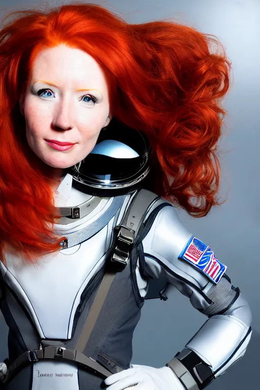 Prompt: epic professional digital corporate headshot art of attractive redhead astronaut, 4 5 mm lens, facing front, by neal adams and joelle jones, pixiv, epic, much wow, much detail, gorgeous, detailed, cinematic, masterpiece