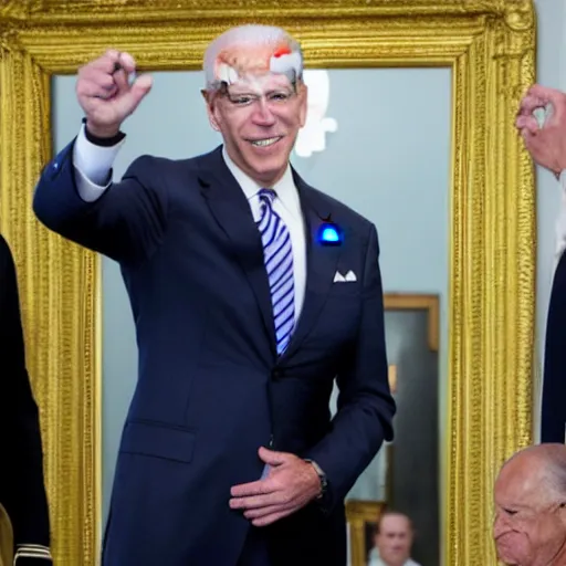 Image similar to joe biden looking at barack obama in the mirror