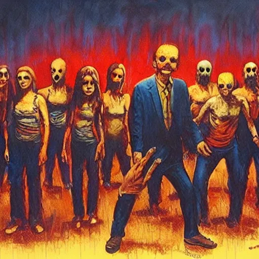 Prompt: a basil gogos painting of dawn of the dead