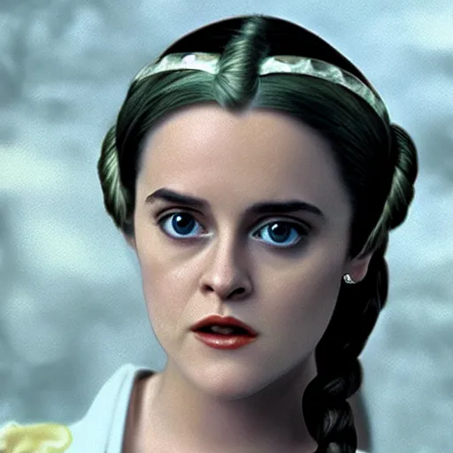 Prompt: hyperrealistic alicia silverstone as princess leia