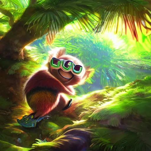 Prompt: disco diffusion painting of teemo in the jungle by makoto shinkai, masterpiece, contest award winner