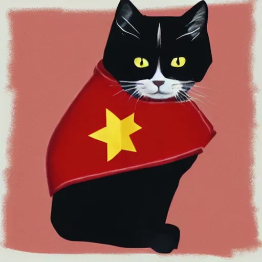 Image similar to digital art of a cat wearing a communist uniform