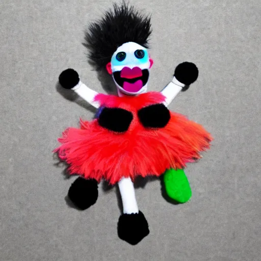 Prompt: an adorable little punk rock clown Muppet inspired by deep sea fish and living its best life