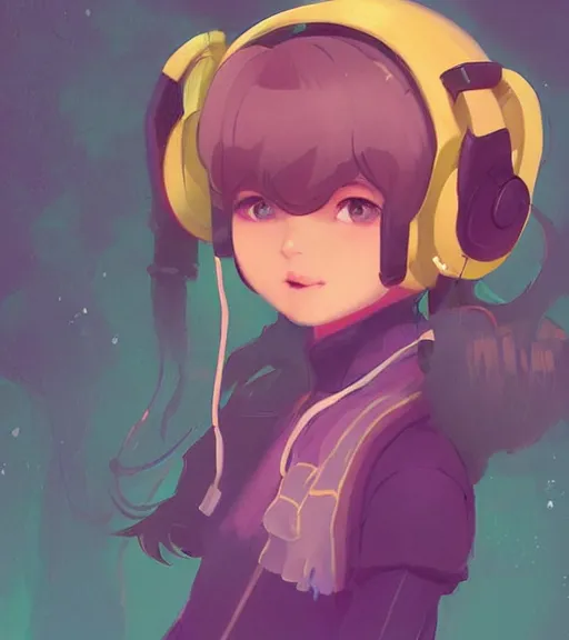 Image similar to beautiful little girl character inspired by 9 0's fashion and by madeline from celeste, art by rossdraws, wlop, ilya kuvshinov, artgem lau, sakimichan and makoto shinkai, concept art, headphones, anatomically correct, extremely coherent, realistic