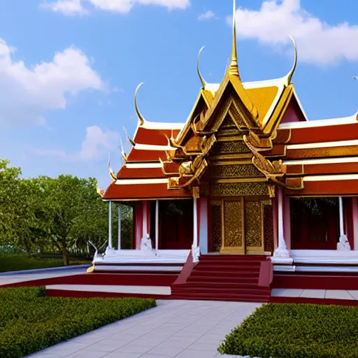 Prompt: Thai temple, 3d render