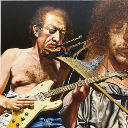 Prompt: high quality high detail painting by lucian freud, hd, jimi page from led zeppelin portrait