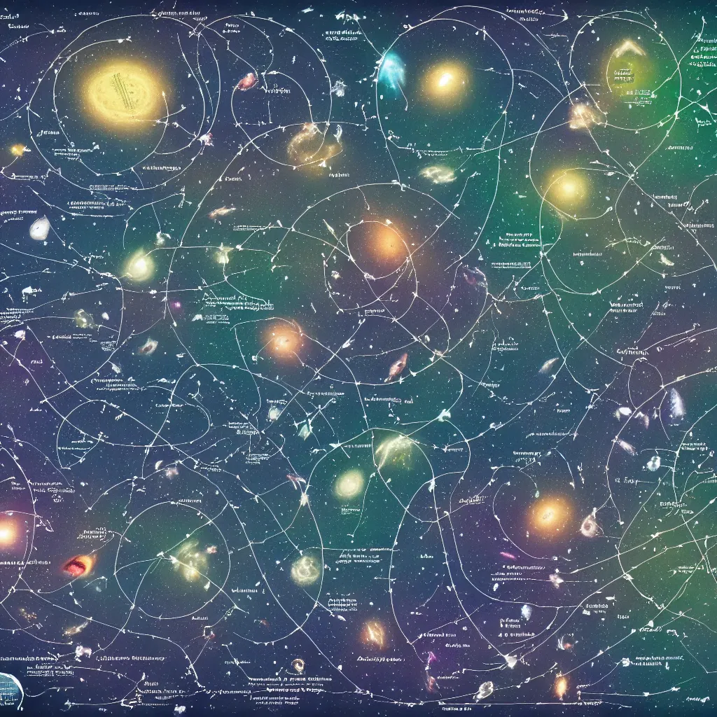 Prompt: a map of the galaxy, infographic, very detailed, high contrast, hd, photorealistic